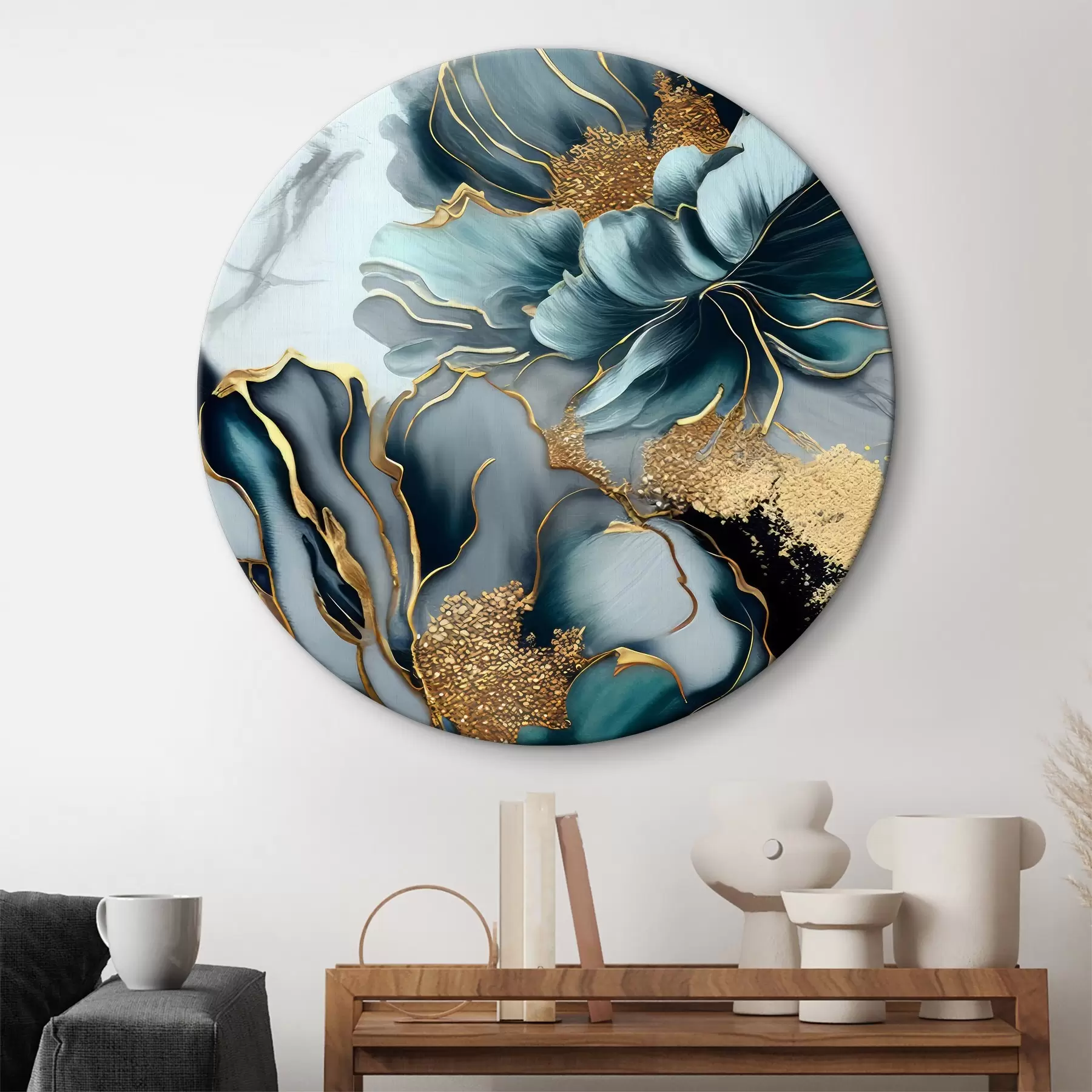  Schilderijen Groen, azuurblauw en plantkunde r35447