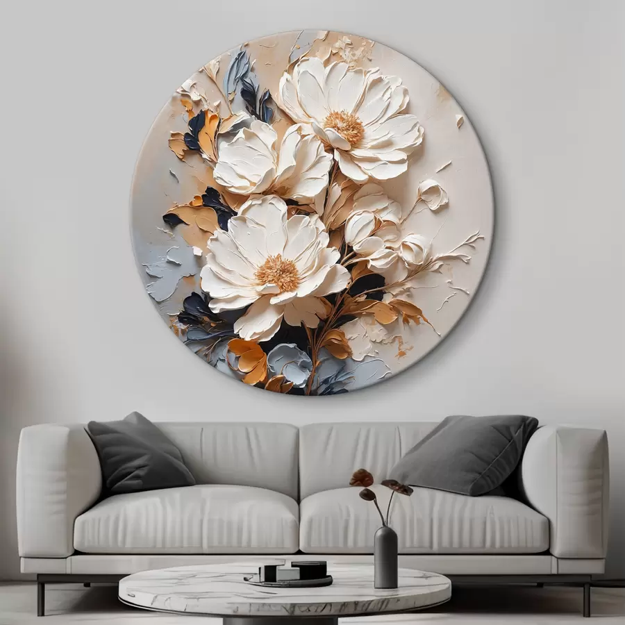 Fotobehang Witte bloemen in olie r37327