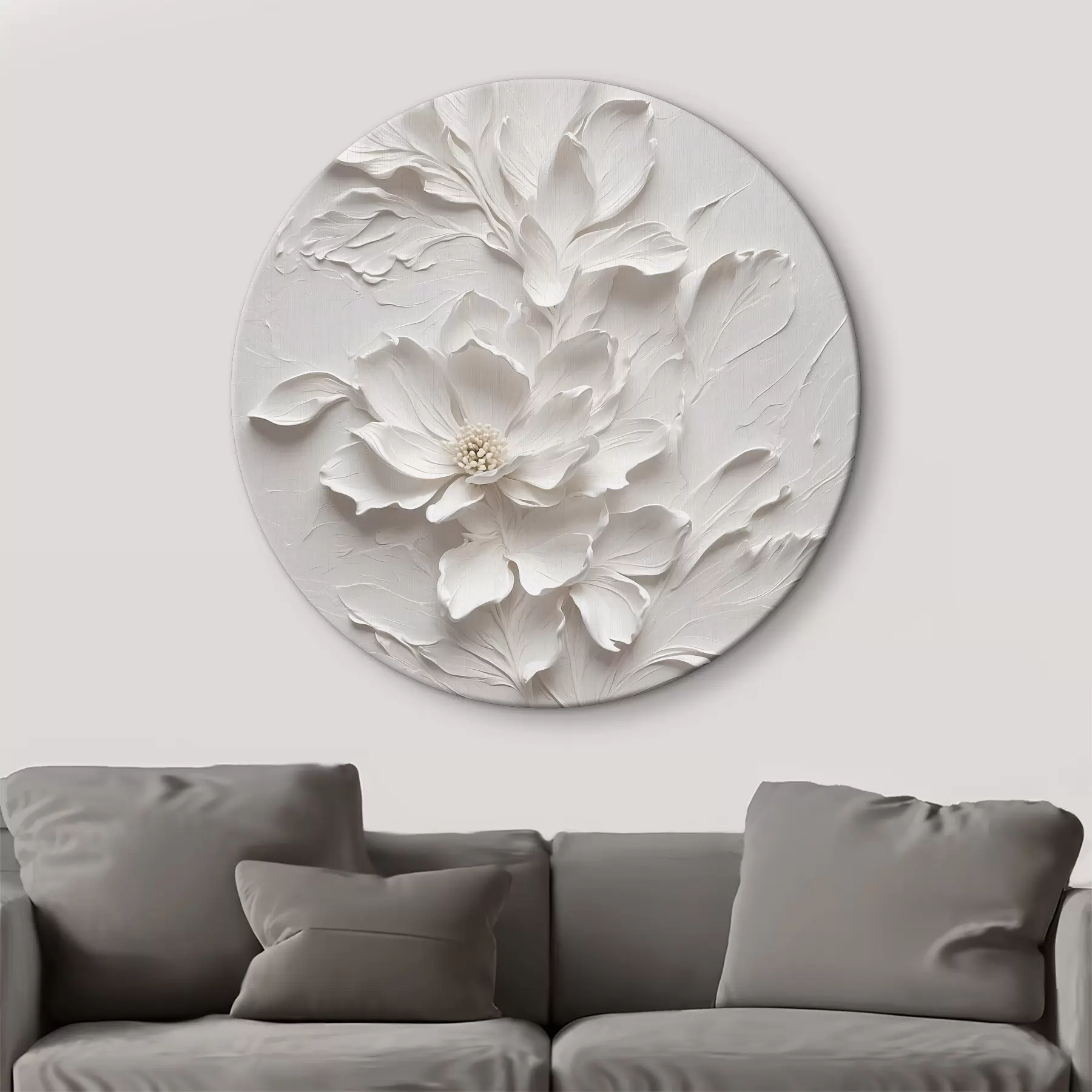  Schilderijen Witte bloem op witte achtergrond in olie r38305