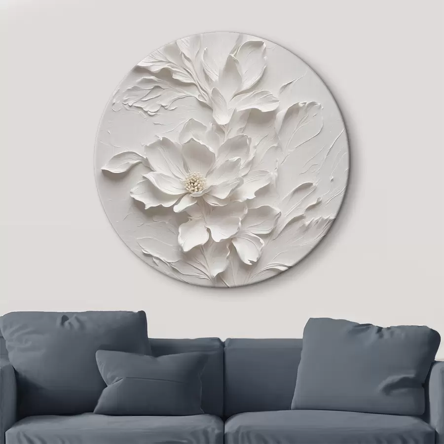 Fotobehang Witte bloem op witte achtergrond in olie r38305