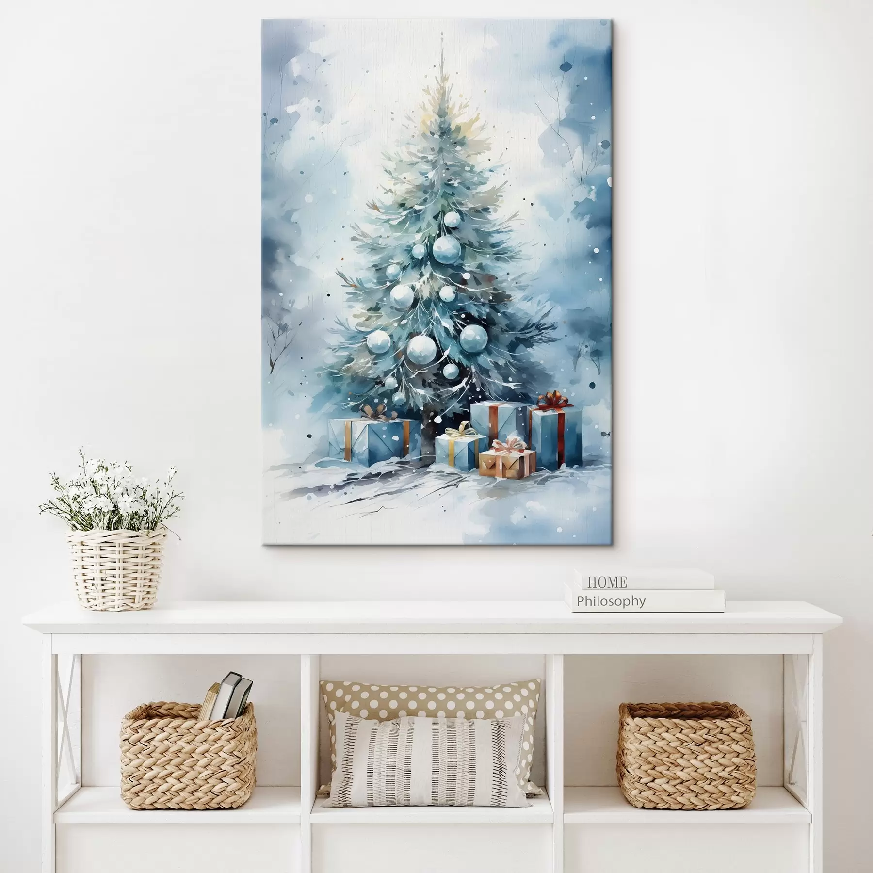  Schilderijen Geschenken bij de kerstboom imitatie aquarel s41439