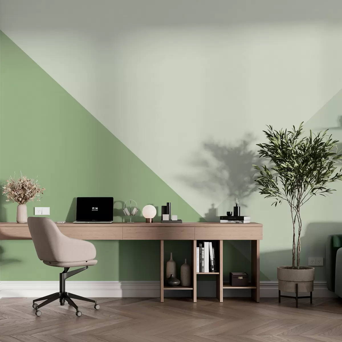 Fotobehang Minimalistische geometrische groene kleur w02024v3