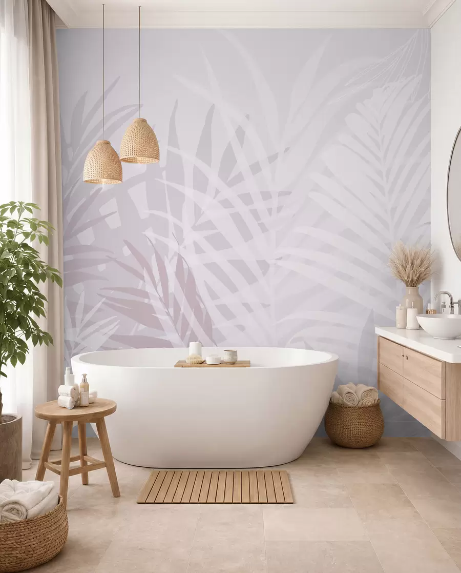 Fotobehang Palmschaduwen in roze w02026v4