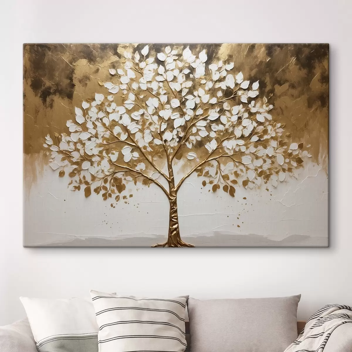  Schilderijen Boom op witte en gele achtergrond s41307