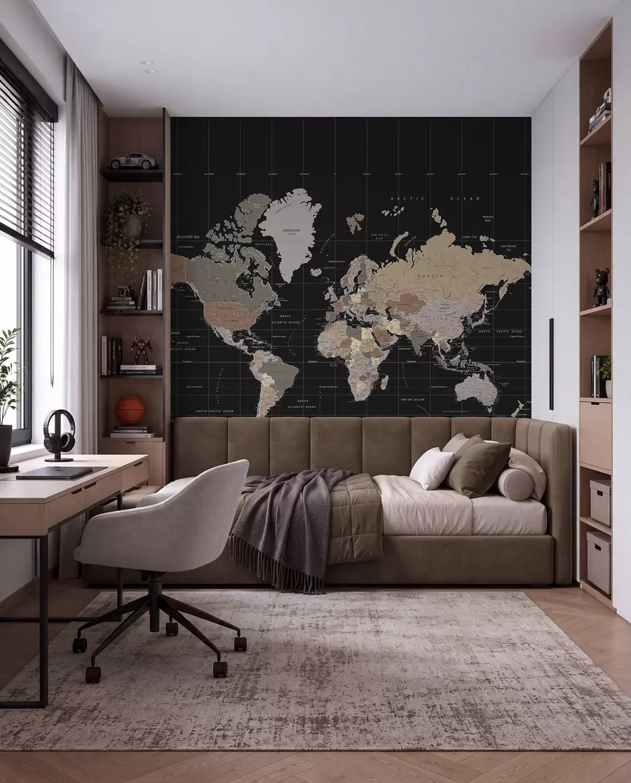 Fotobehang Wereldkaart met verschillende landen u99477d1