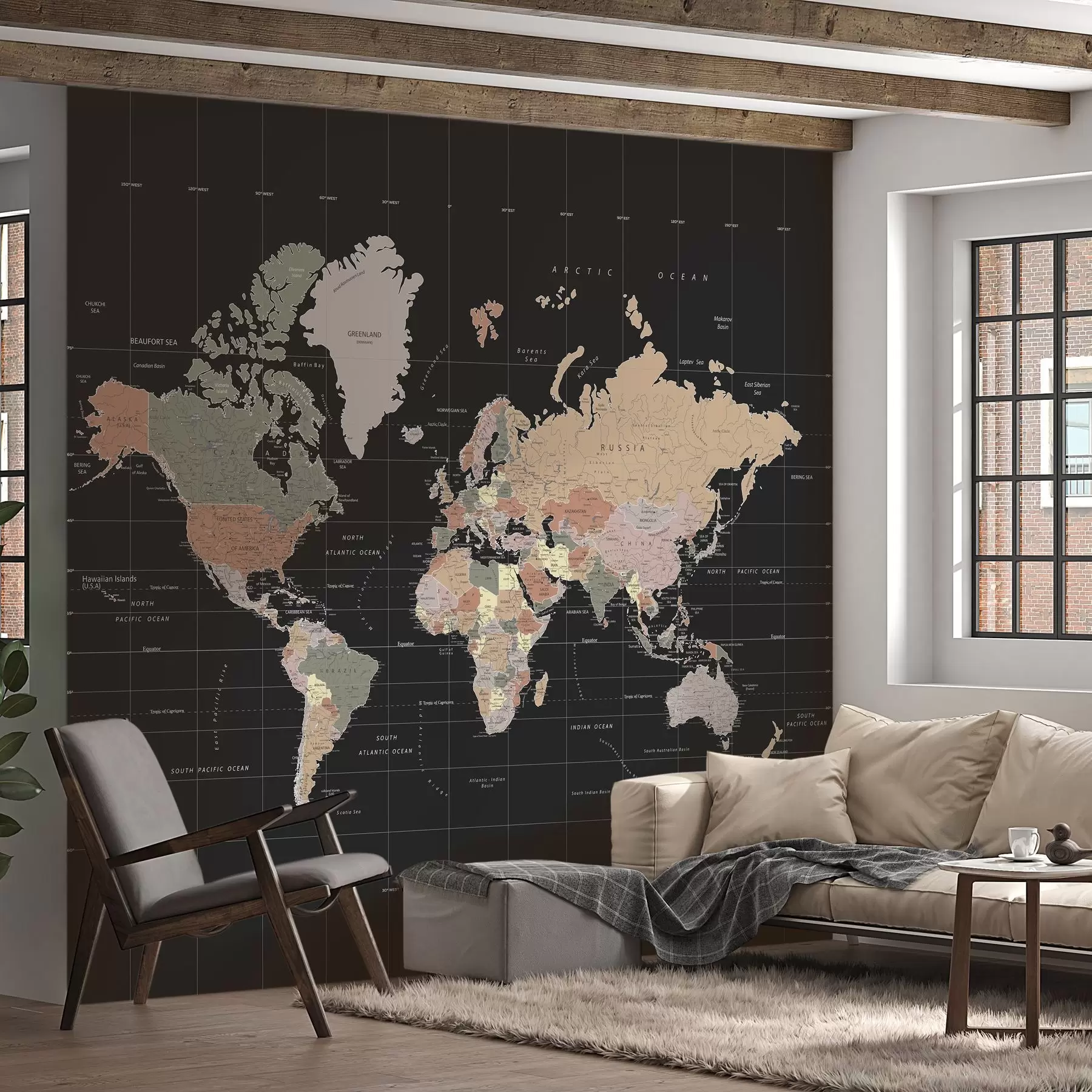 Fotobehang Wereldkaart met verschillende landen u99477d1