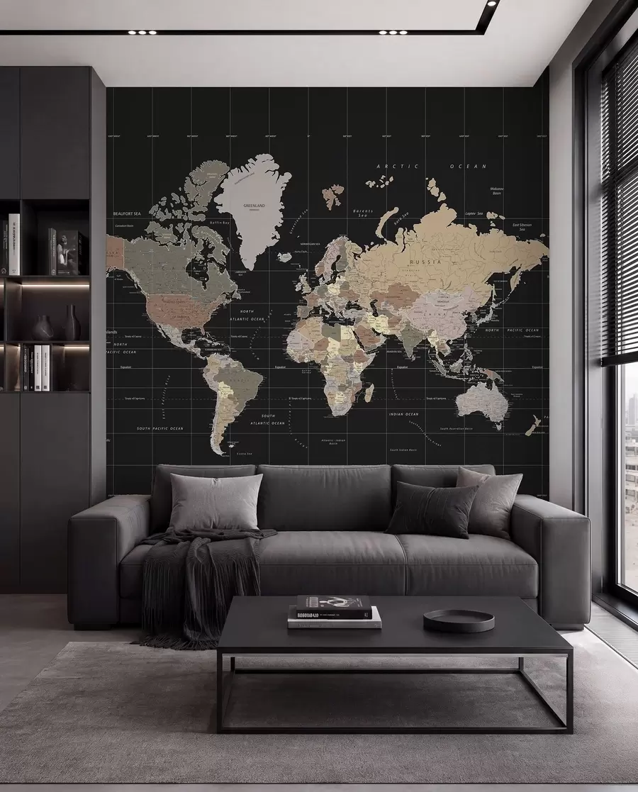 Fotobehang Wereldkaart op zwart I u99477d1