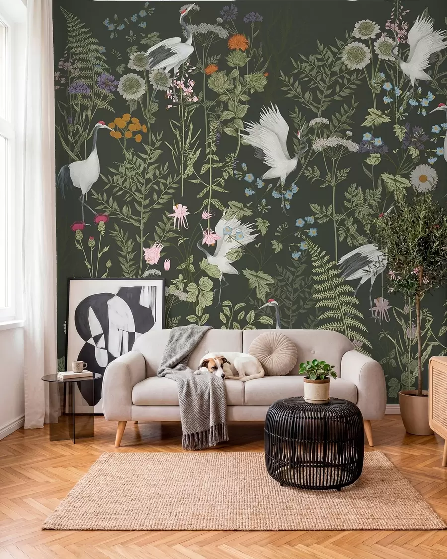 Fotobehang Weideplanten op antraciet w00380v2