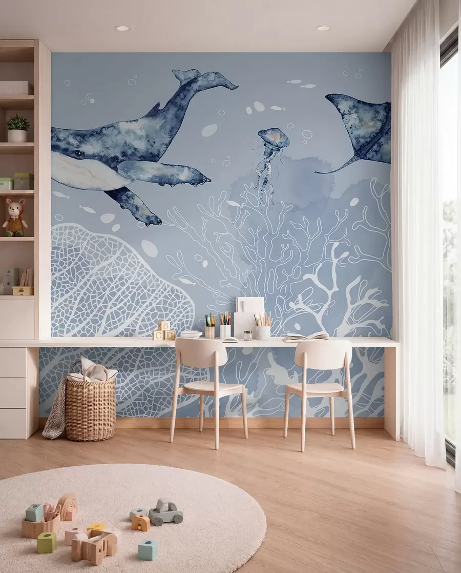 Fotobehang Walvis boven wit koraal w00848