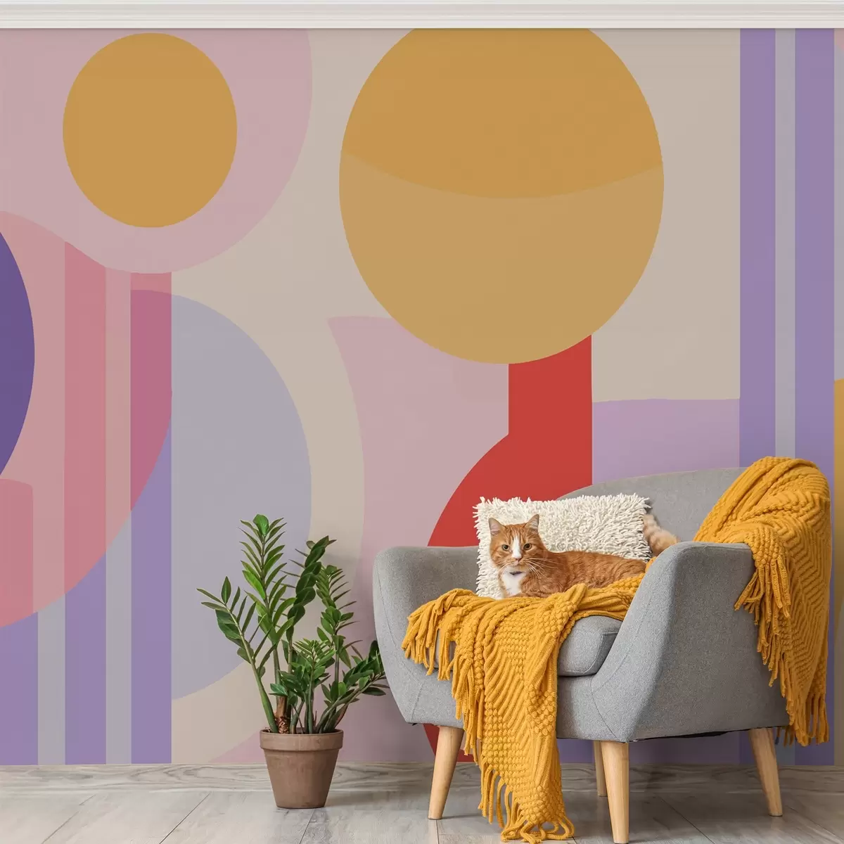 Fotobehang Helder geometrisch patroon in retrostijl w02028