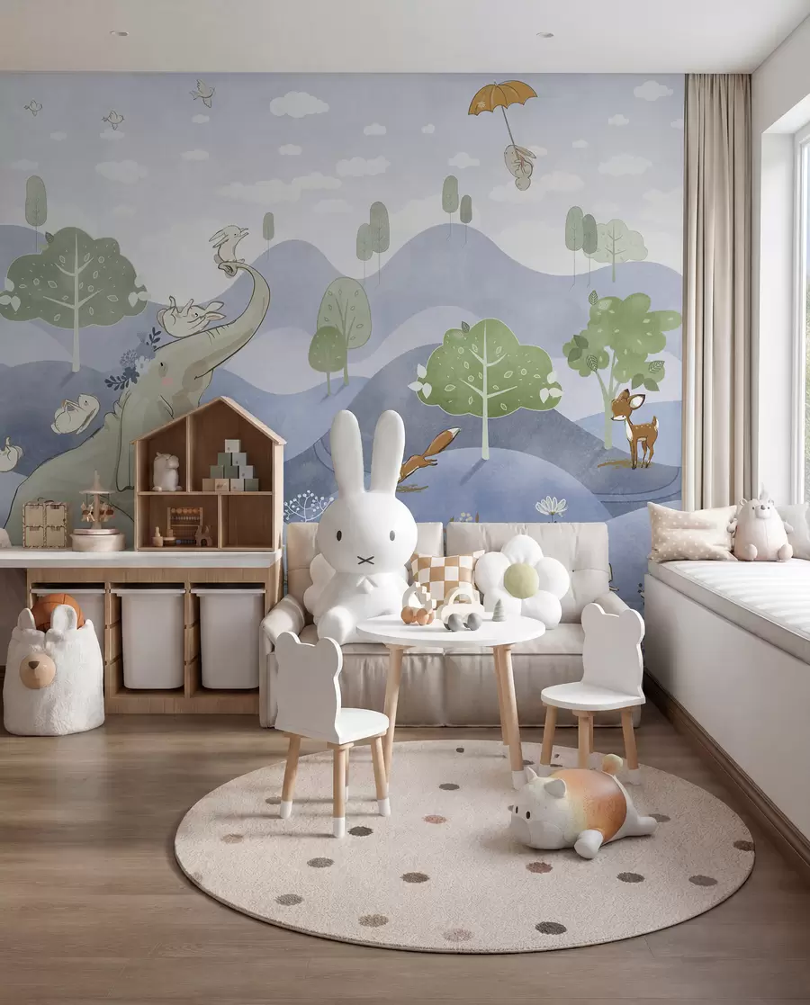 Fotobehang Bosverhaal in blauw u98695v1