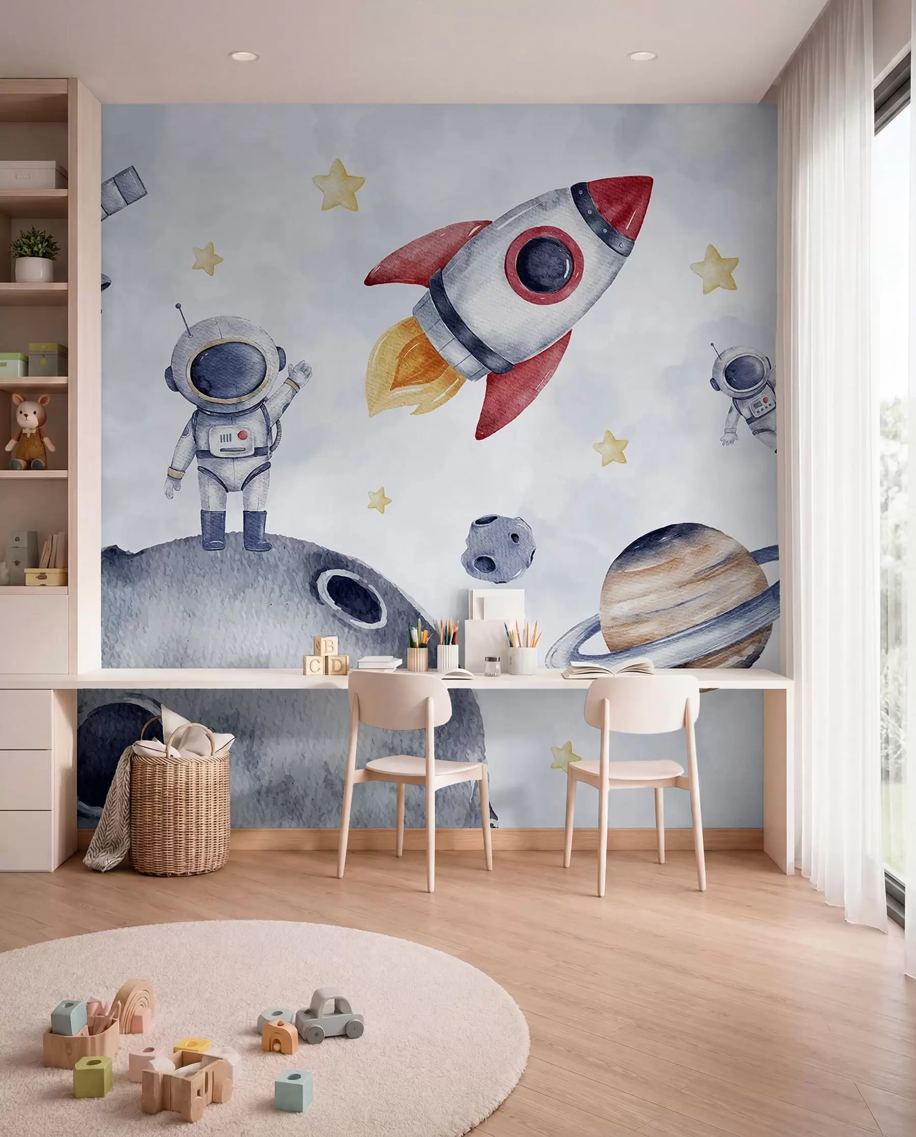 Fotobehang Kleine astronauten op reis w01461