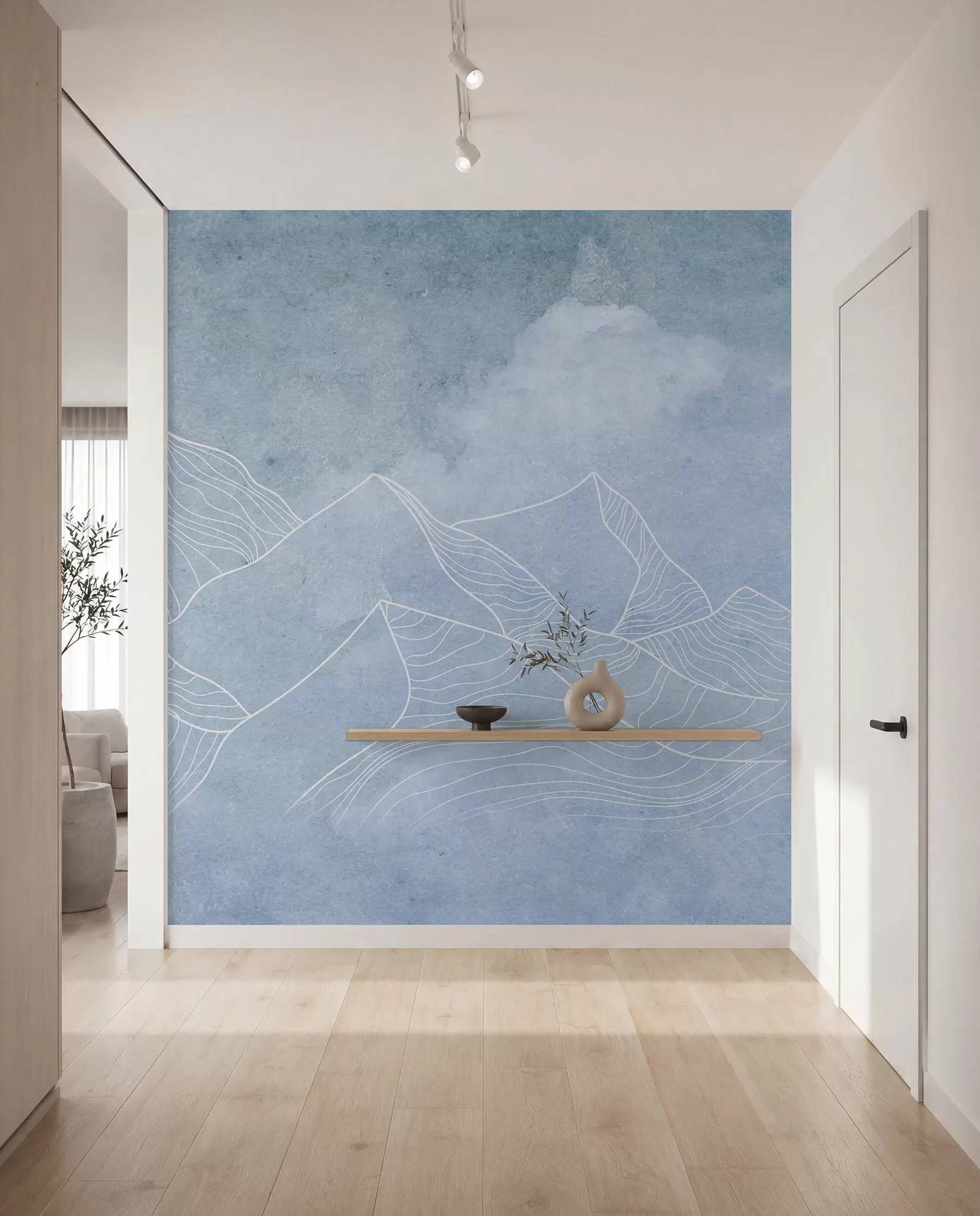Fotobehang Serene bergen in zachtblauwe tinten u98839v1