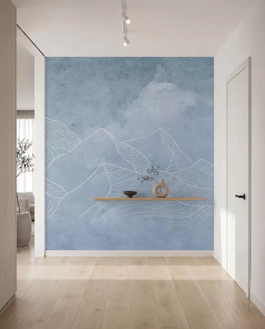 Fotobehang Serene bergen in zachtblauwe tinten u98839v1