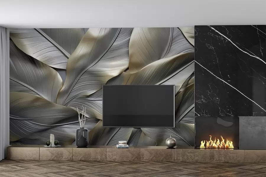 Fotobehang Volumetrische bananenbladeren w08394