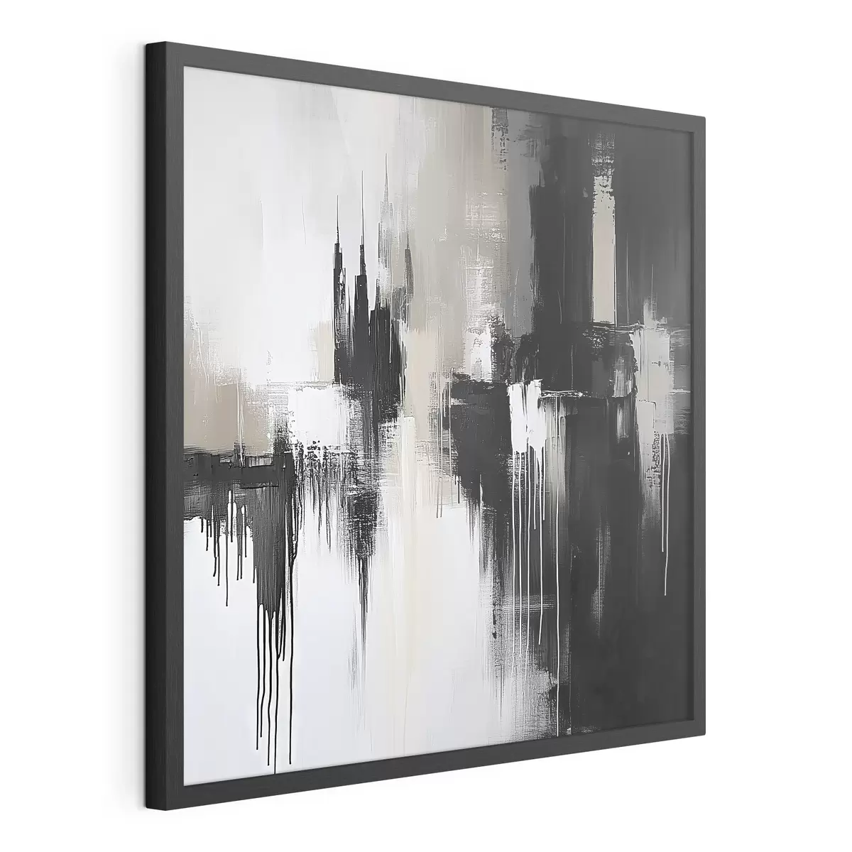 Poster Abstractie in zwart- en beigetinten f40794