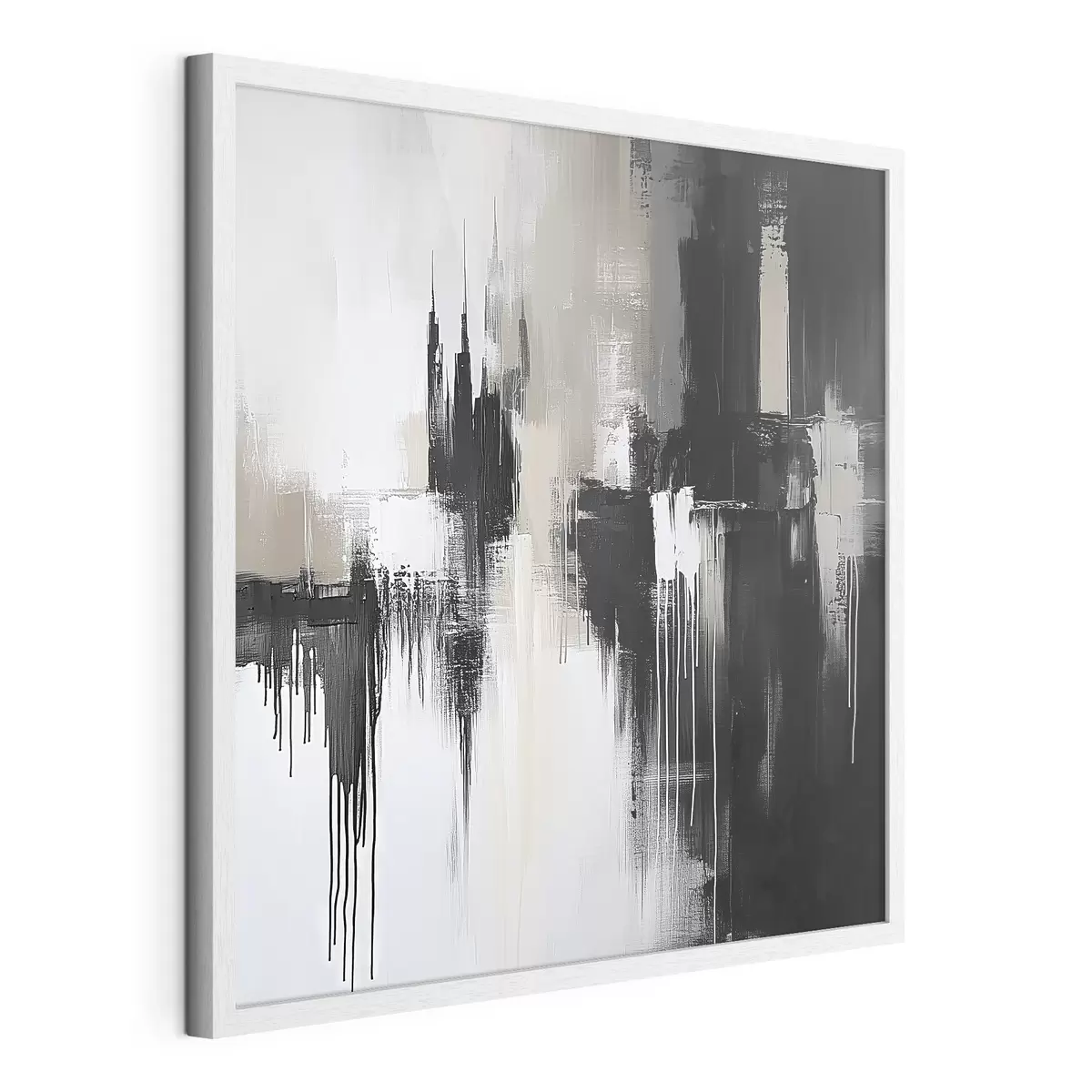 Poster Abstractie in zwart- en beigetinten f40794