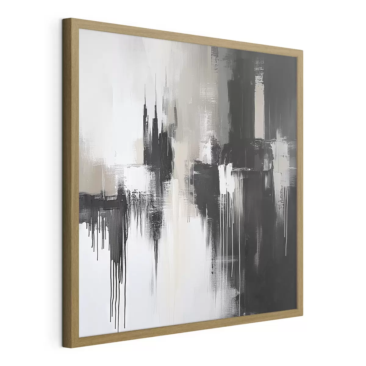 Poster Abstractie in zwart- en beigetinten f40794