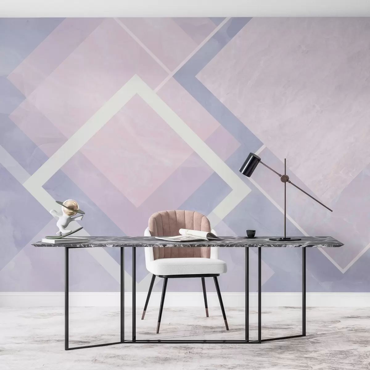 Fotobehang Geometrie in roze en blauwe tinten w02062