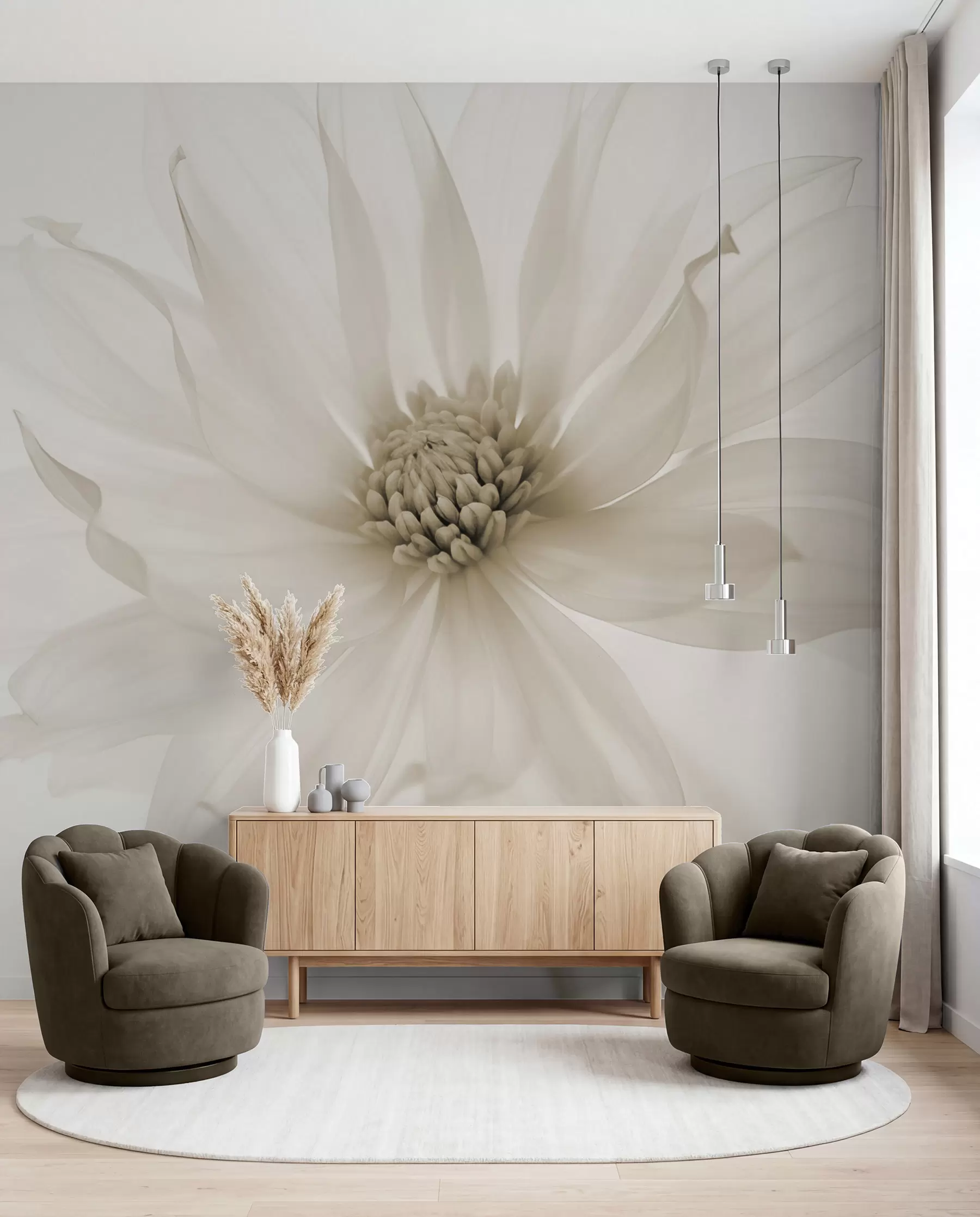 Fotobehang Een bloem in crème w02077v1