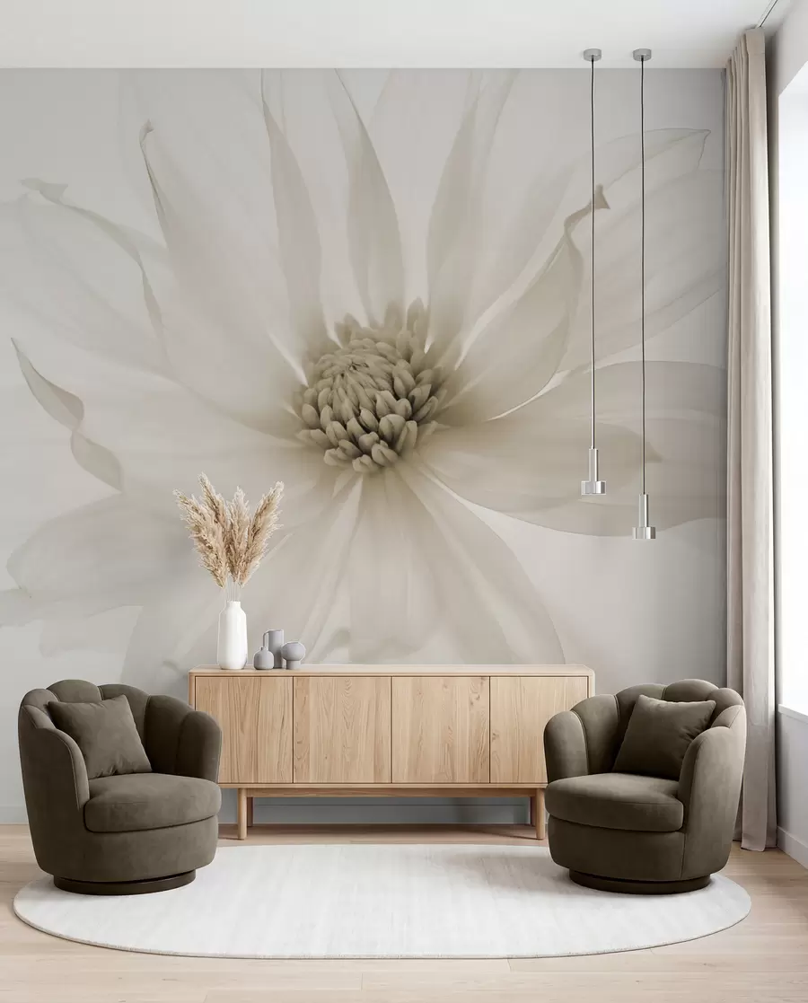 Fotobehang Een bloem in crème w02077v1