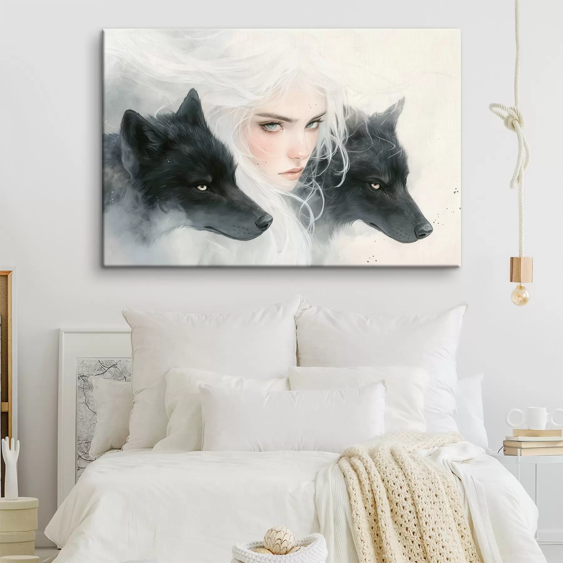  Schilderijen Vrouwenportret, wilde wolven, anime, acryl s41456