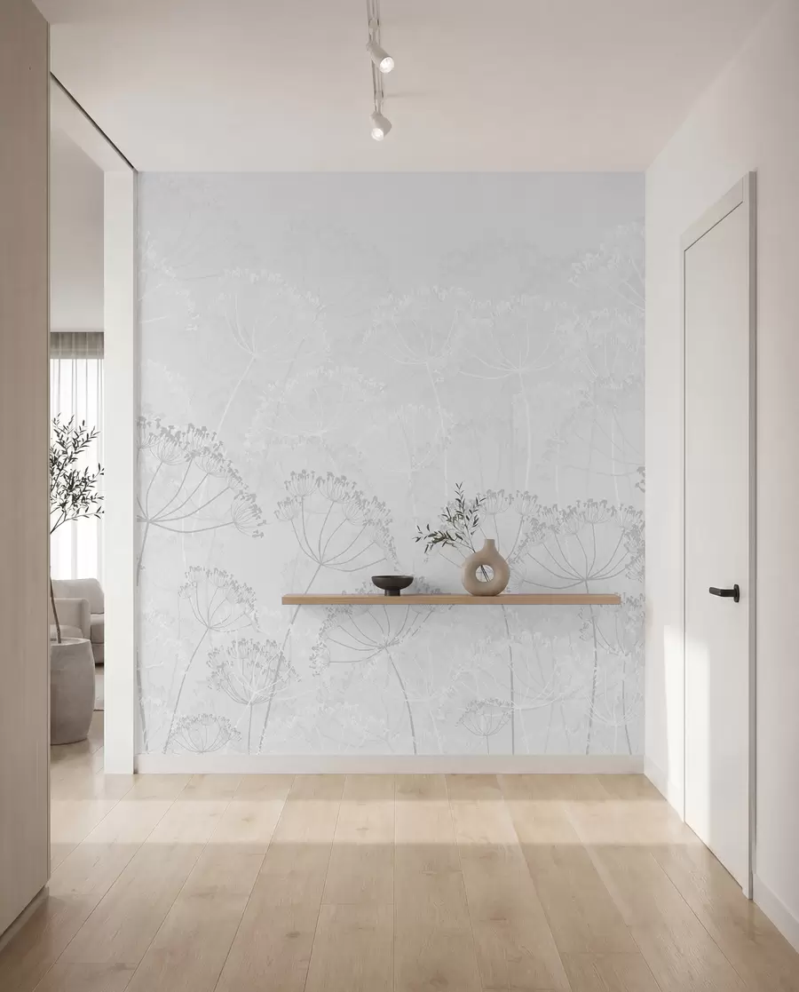 Fotobehang Breekbare planten minimalisme grijze kleur w02105v2