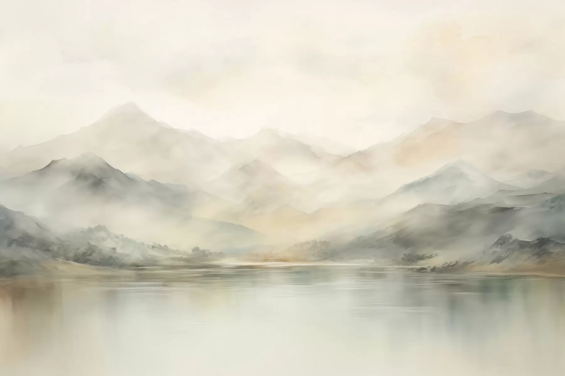 Fotobehang Geschilderd aquarel berglandschap w02115