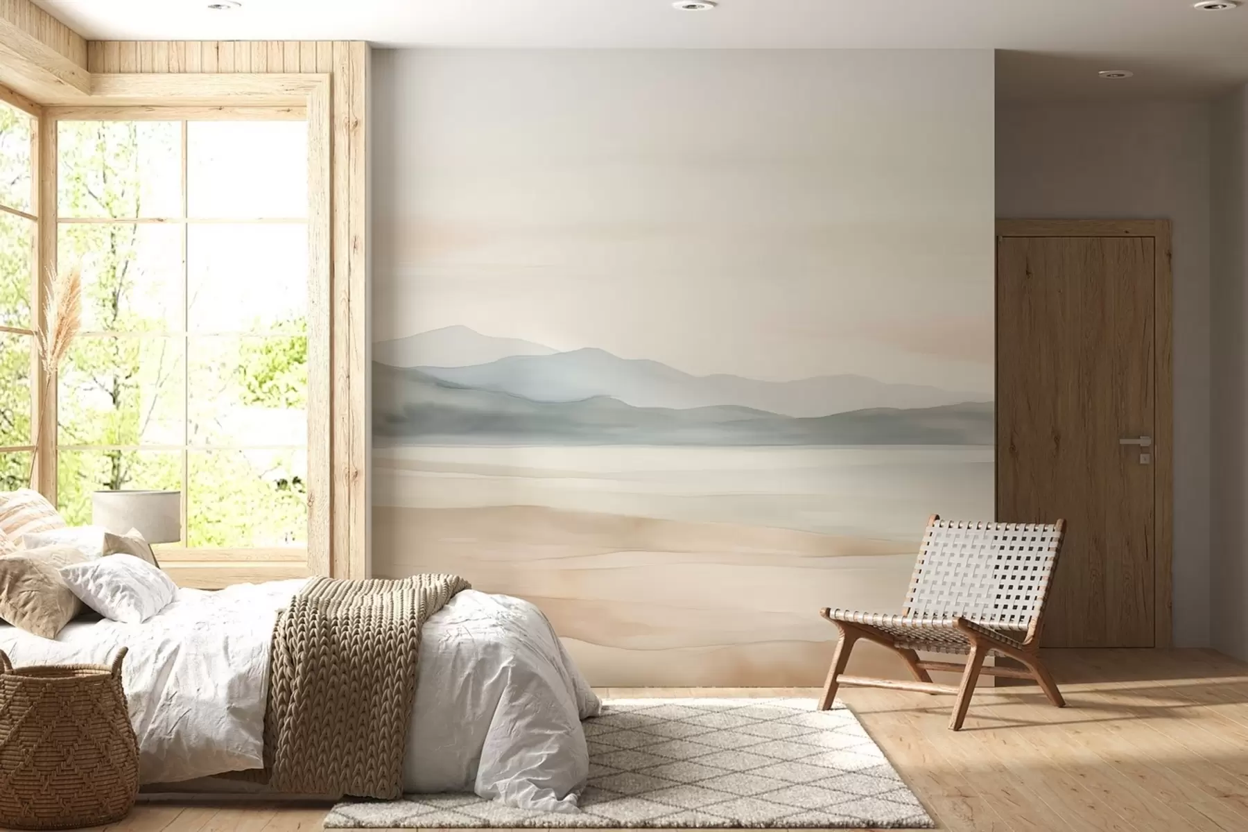Fotobehang Geschilderd aquarel landschap w02117