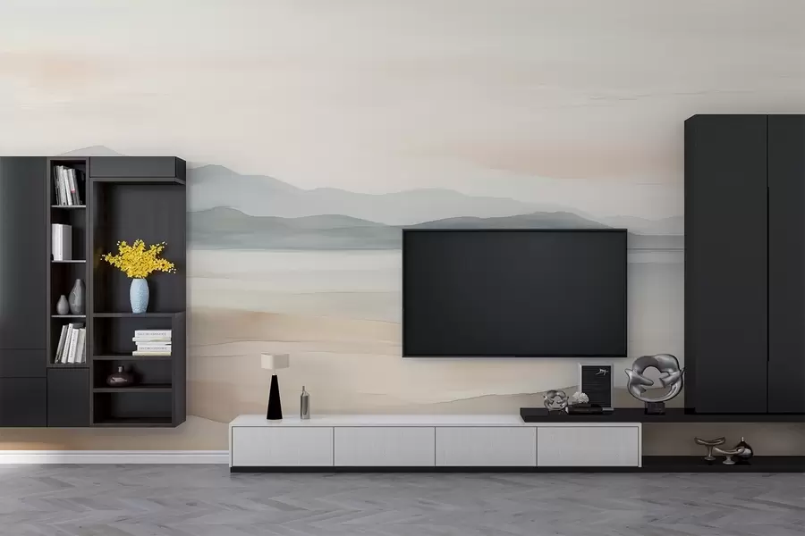 Fotobehang Geschilderd aquarel landschap w02117