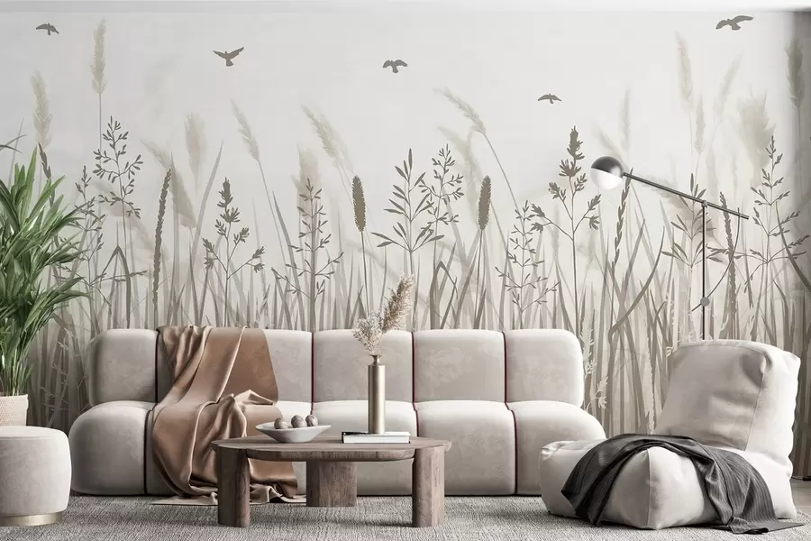 Fotobehang Een veld met korenaren w02119