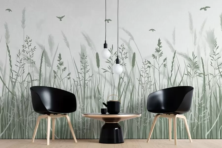 Fotobehang Een veld met korenaren w02119v2