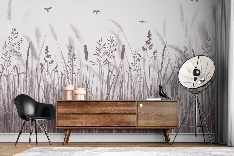 Fotobehang Een veld met korenaren w02119v3