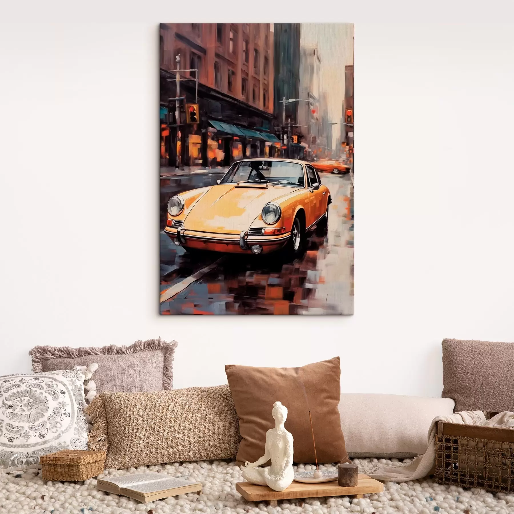 Fotobehang Retro auto in de stad s41486