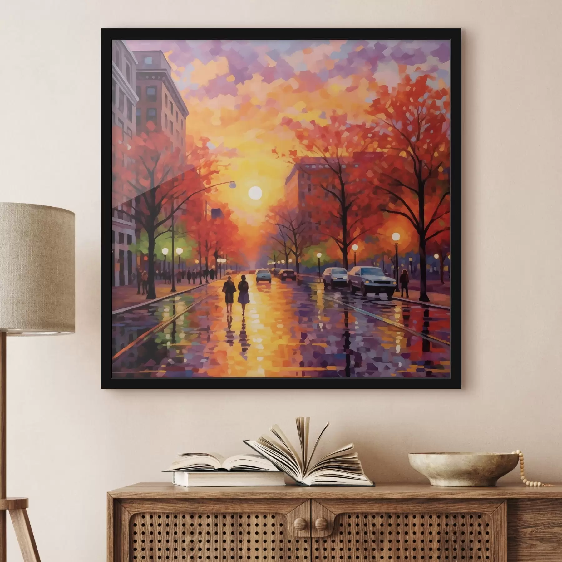 Fotobehang Herfstavond in de stad f41499