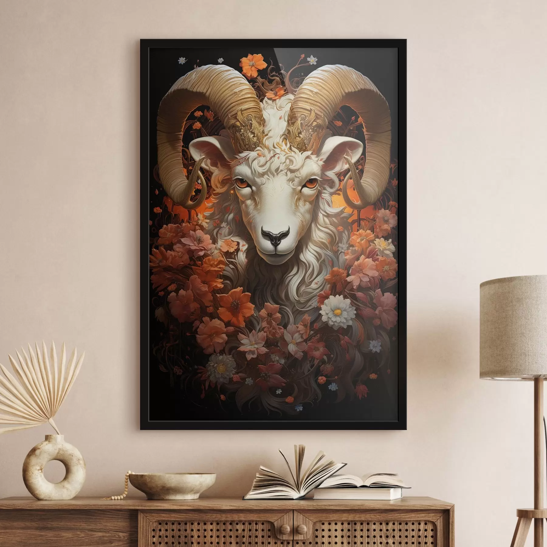 Fotobehang Stier in een bloemstuk f41543