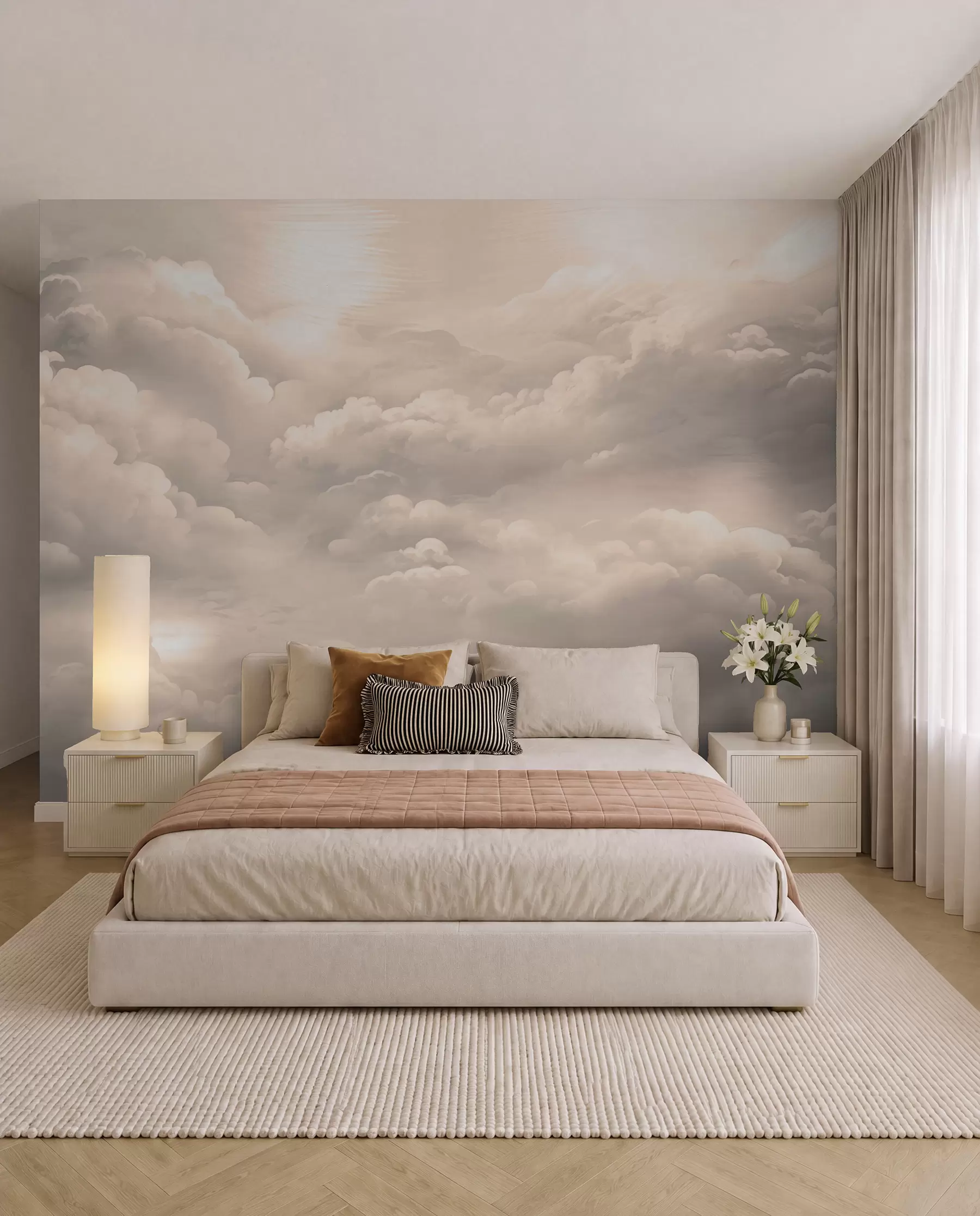 Fotobehang Wolken in sepiakleur w02189