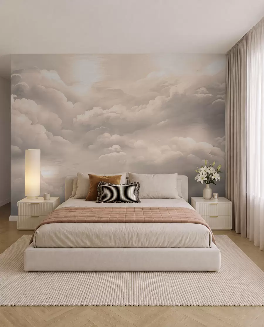 Fotobehang Wolken in sepiakleur w02189