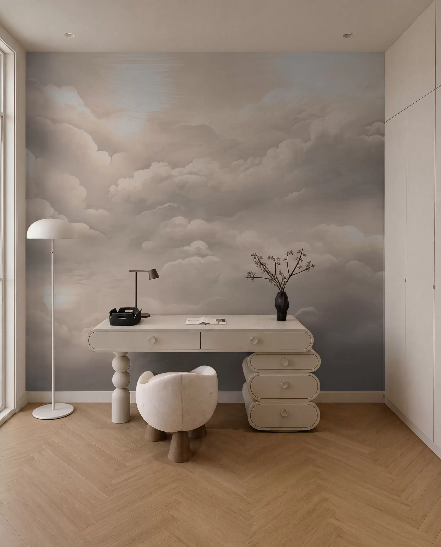 Fotobehang Wolken in sepiakleur w02189