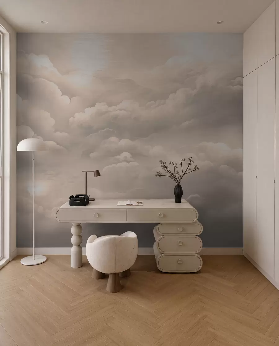 Fotobehang Wolkengewelf in sepia w02189
