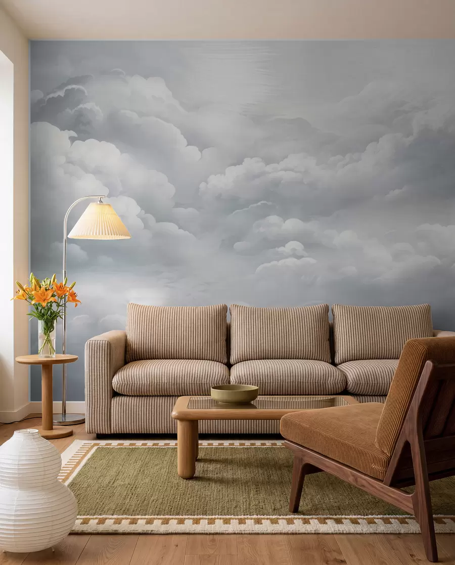Fotobehang Zilveren wolkendak w02189v1