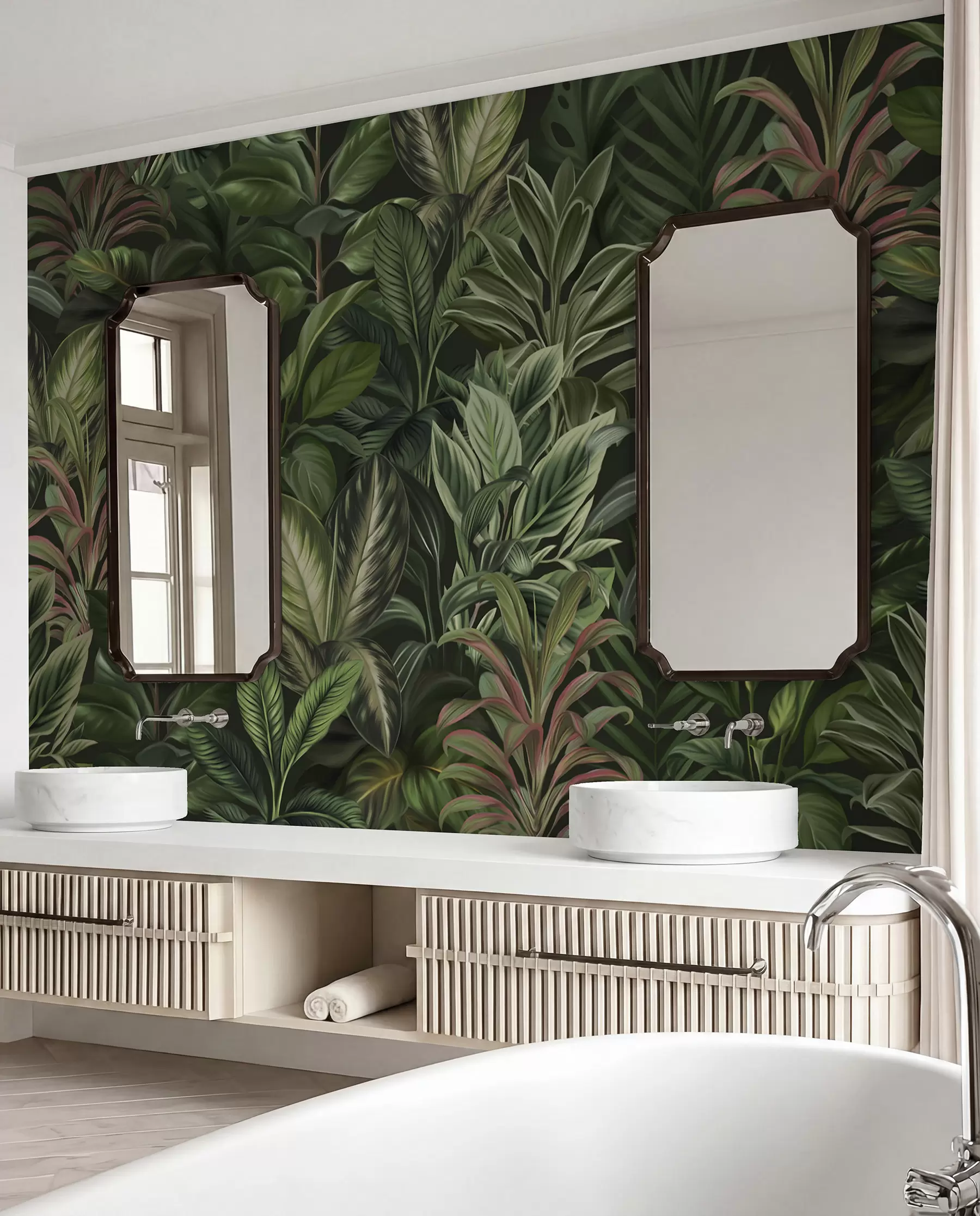 Fotobehang Dik groen tropisch gebladerte w02126
