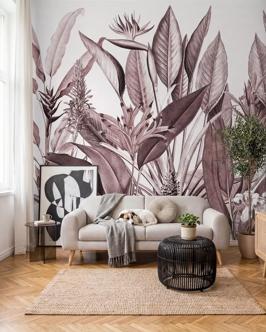 Fotobehang Inktjungle in roze u96833v1
