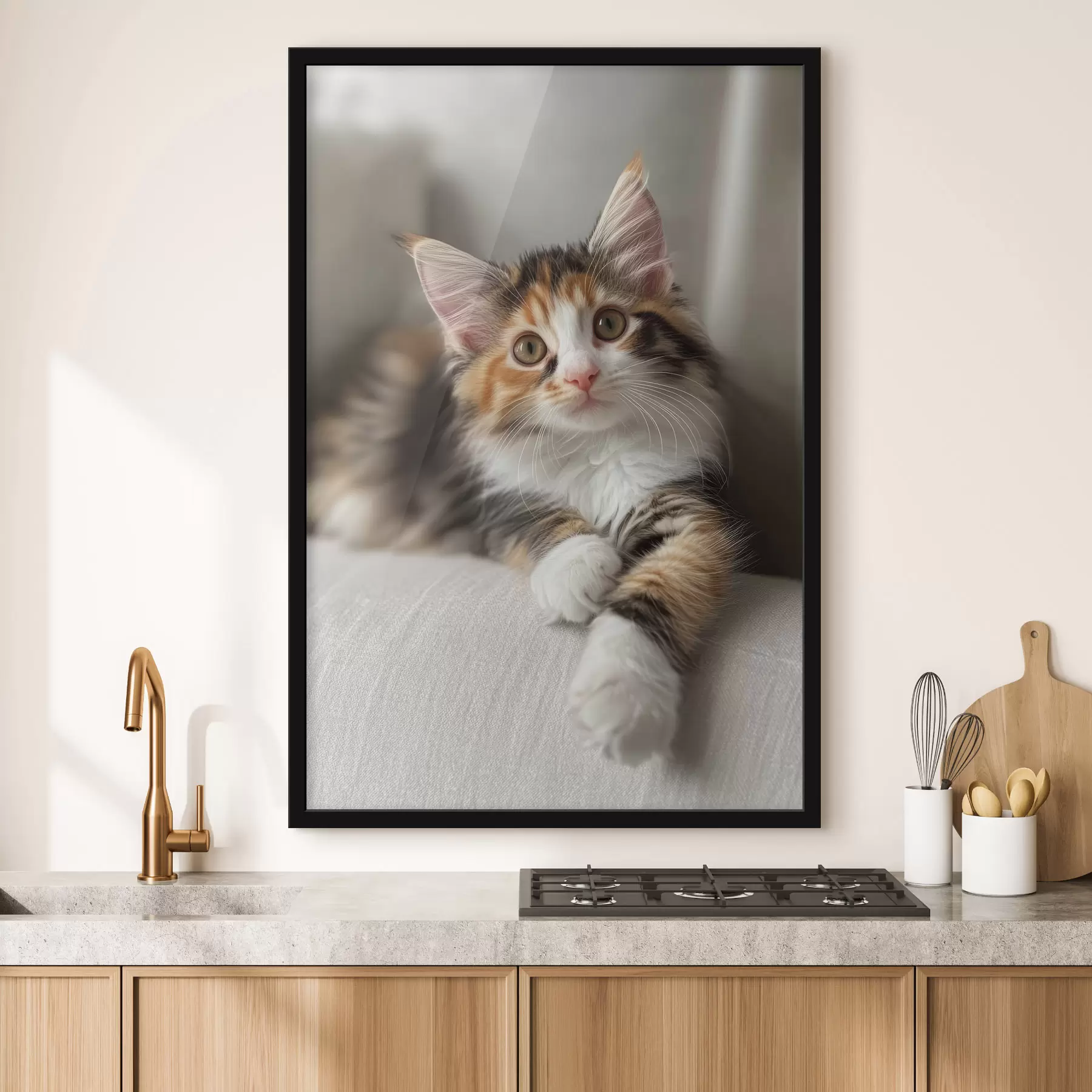 Fotobehang mooi katje op een lichte achtergrond f41624