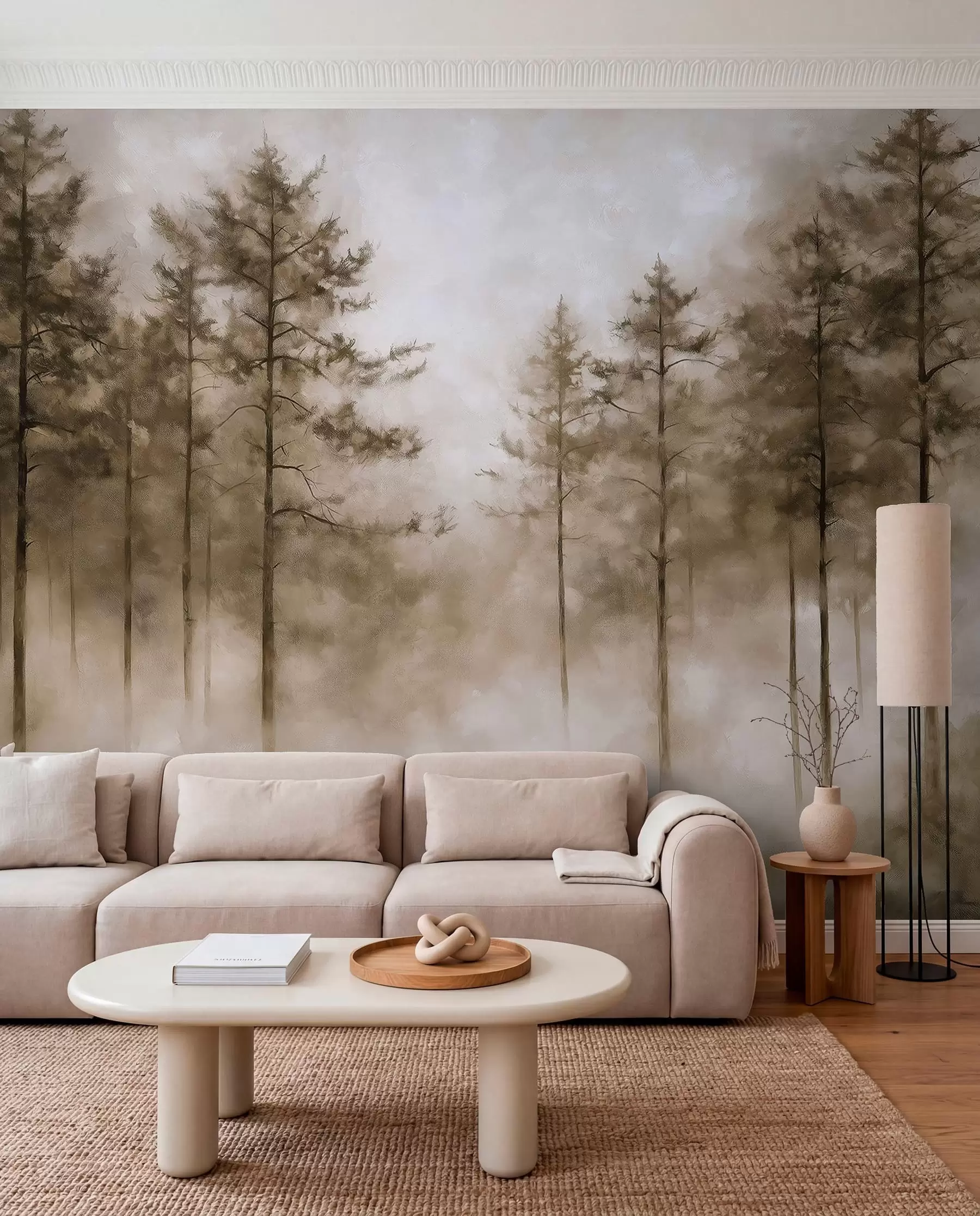 Fotobehang Dennen in gouden nevel w02149v1