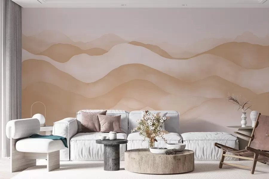 Fotobehang Abstracte beige golven die doen denken aan bergen w02196v1