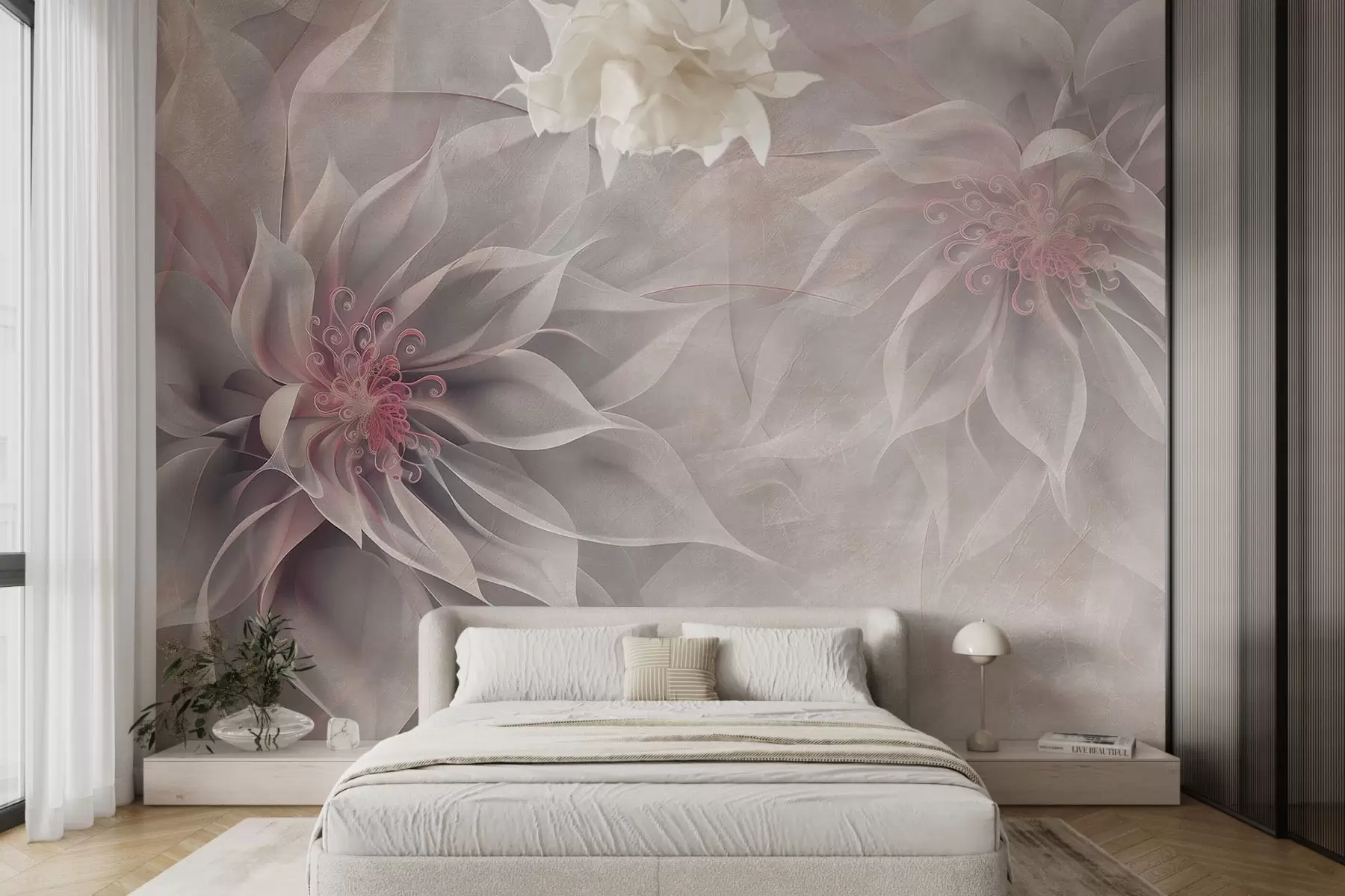 Fotobehang Doorschijnende bloemen w01893