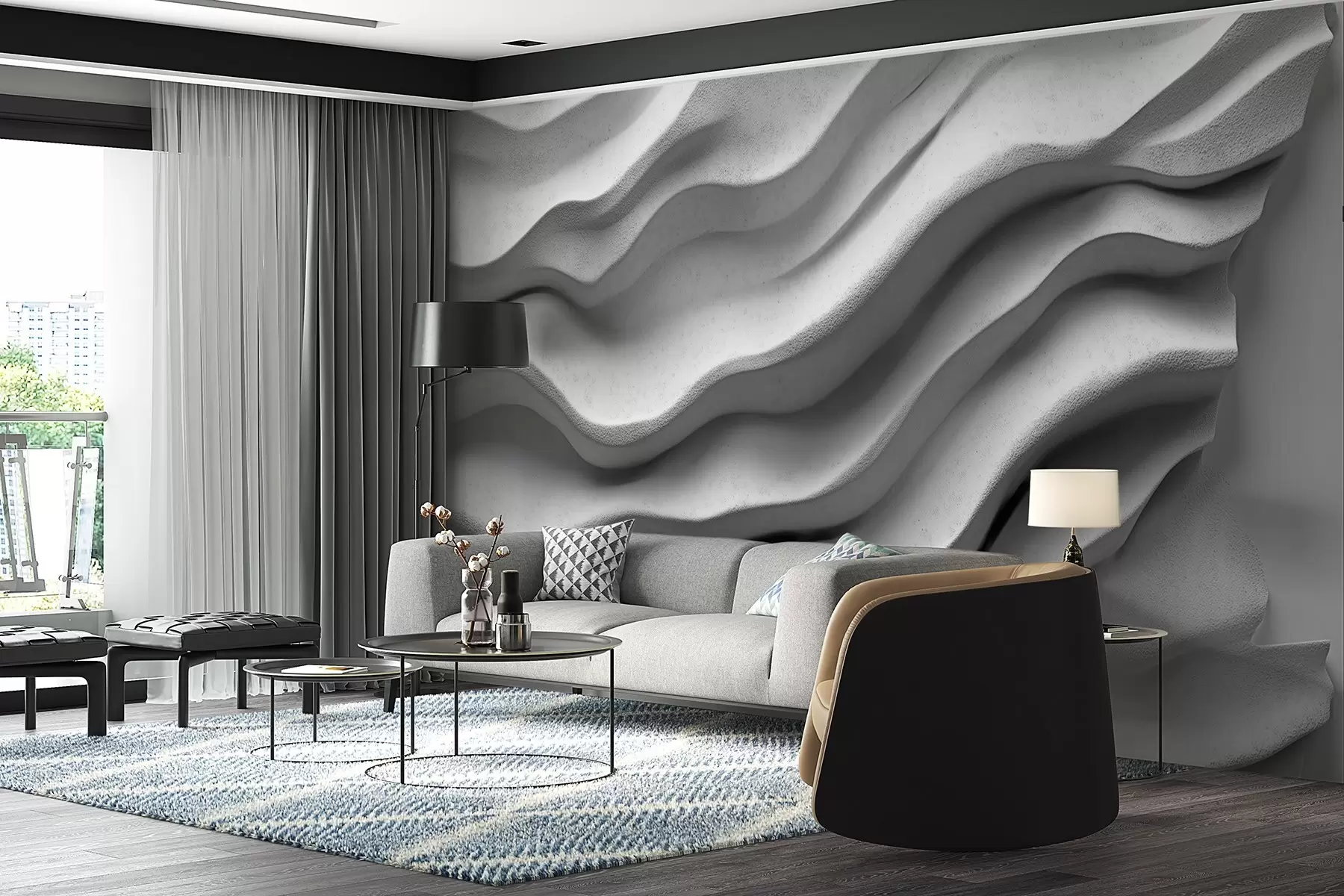 Fotobehang Сoncrete textuur van glad reliëf w02233