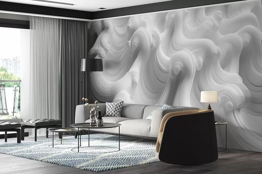 Fotobehang Golven met wit reliëf w02235