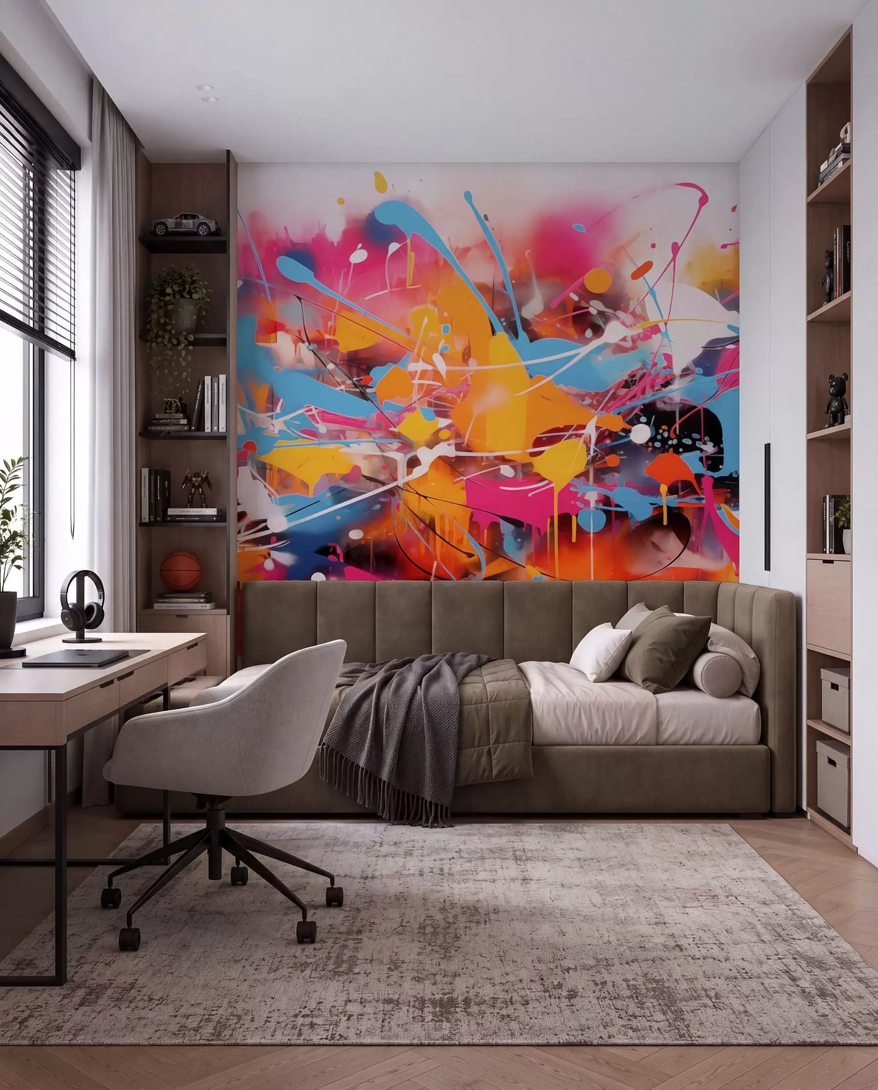 Fotobehang Abstracte felle kleuren w02219